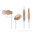 Popular golden heavy bass earphone with microphone metal earphone for iPhoneNew